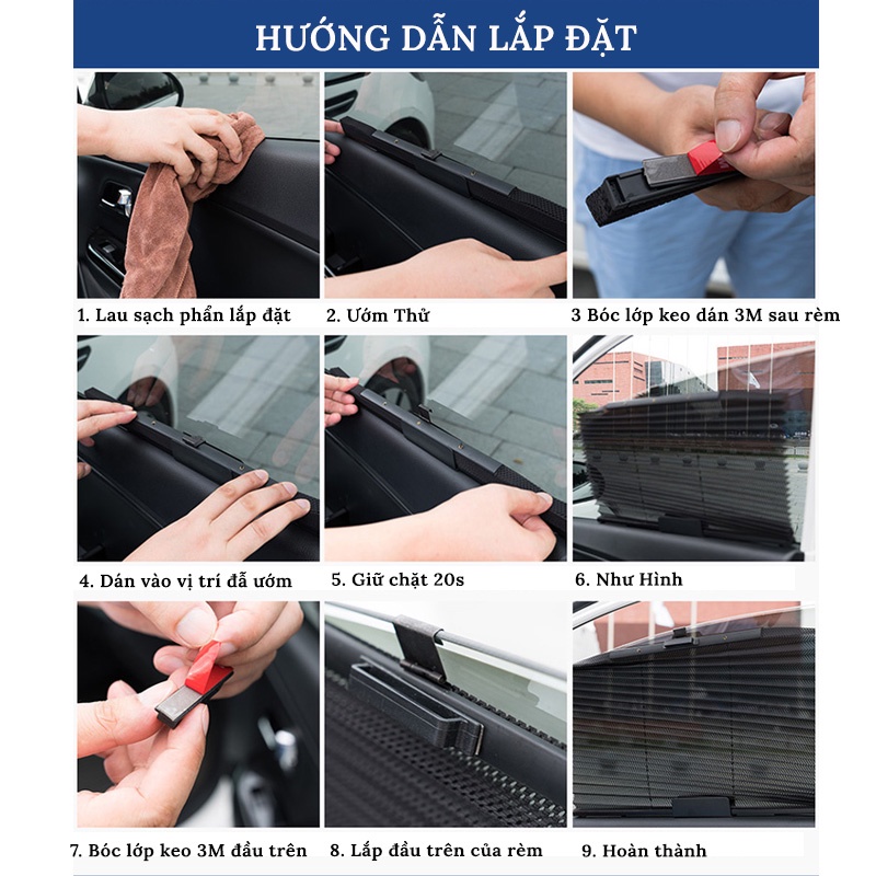 Rèm Che Nắng Ô Tô - Có Thể Cuộn Gọn Kéo Dãn Lên Xuống Tiện Lợi Carzone.Top