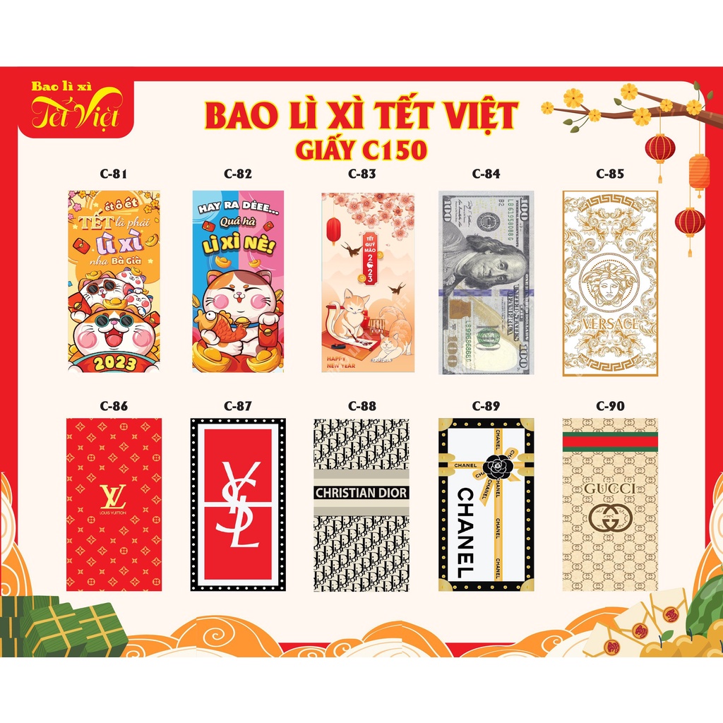 10 Bao Lì Xì 2023 Giá Sỉ Rẻ Tết Độc Lạ Màu Đỏ Đẹp Hoạt Hình Quý Mão Cute Dễ Thương Thần Tài Tiền Đô - Lana Queen