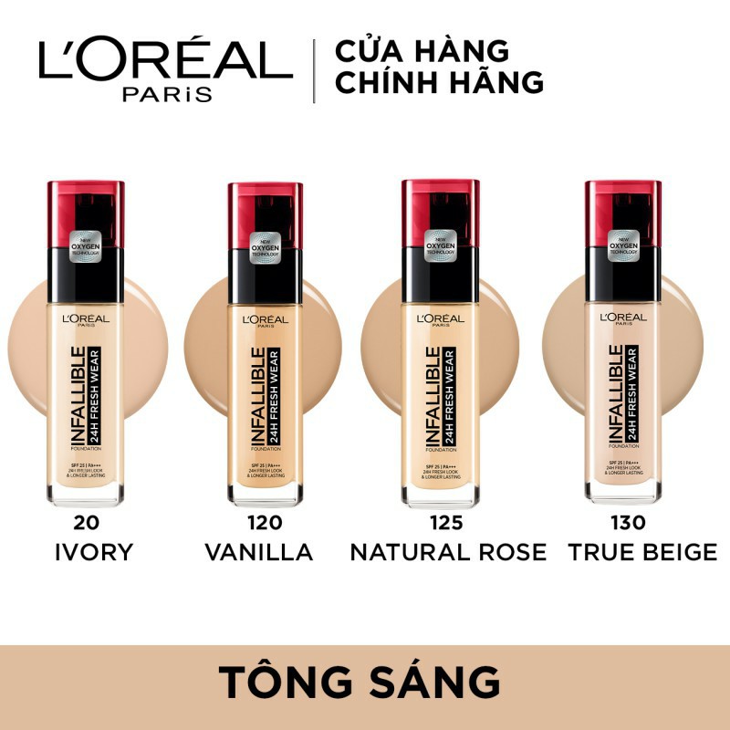 Kem nền 24h mịn nhẹ lâu trôi L'Oreal Paris Infallible 24h Fresh Wear Liquid Foundation 30ml