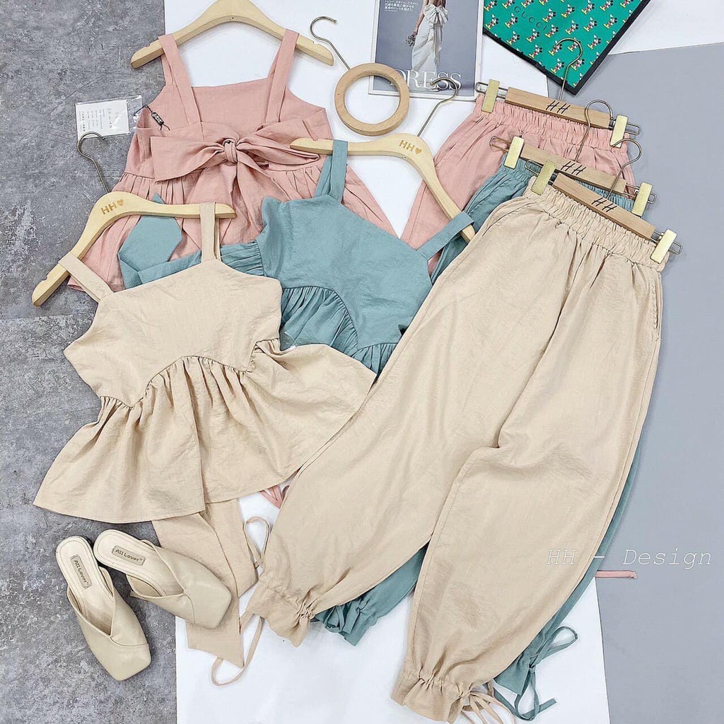 (ẢNH THẬT) BỘ ĐŨI  ÁO 2 DÂY NƠ SAU LƯNG QUẦN DÀI CỰC SANG CHẢNH - HÀNG QUẢNG CHÂU MỚI VỀ- GIÁ CỰC SỐC | BigBuy360 - bigbuy360.vn