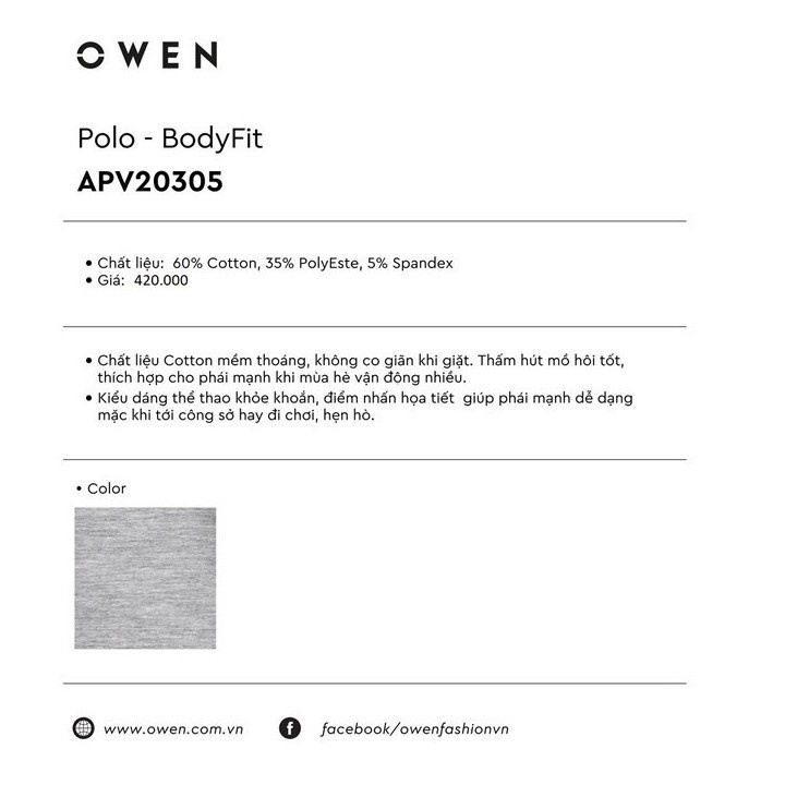Sale Chính Hãng OWEN - Áo polo ngắn tay Owen - Áo thun có cổ 20305 hot 🌺 neww * ! % =