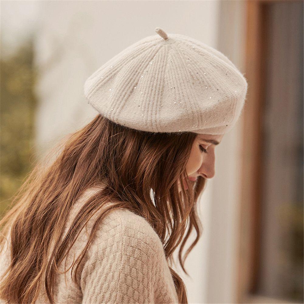 Mũ Beret Dệt Kim Thời Trang Thu Đông Phong Cách Retro