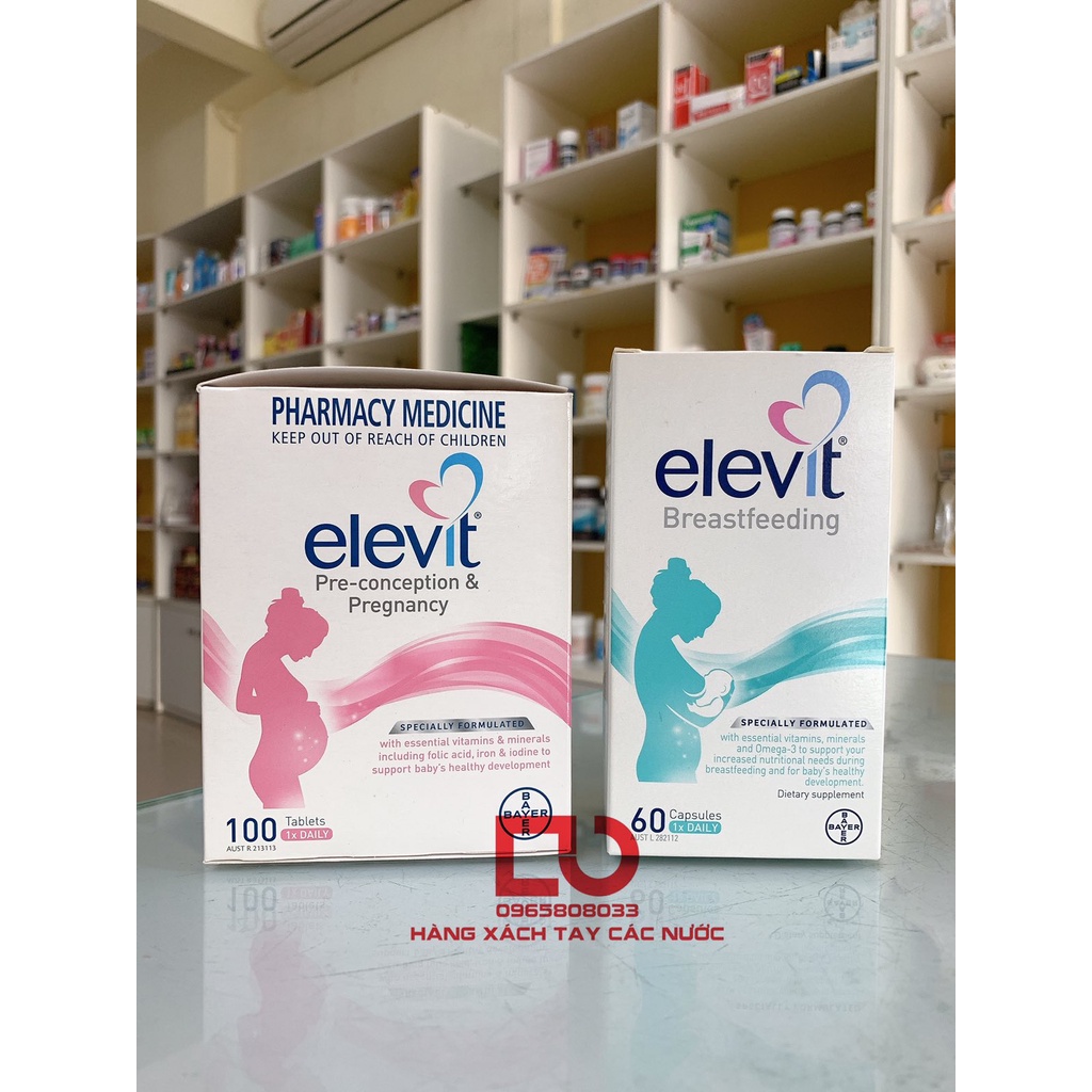 Elevit Bầu vitamin tổng hợp cho bà bầu hộp 100 viên.