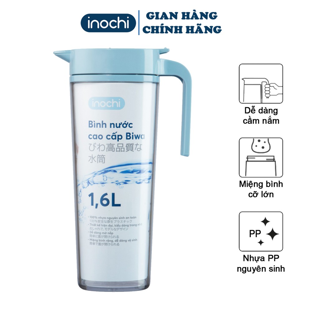 Bình nước nhựa ,cao cấp Biwa INOCHI 1.6L đựng nước giữ nhiệt cho bé mini cute BOET1.6L