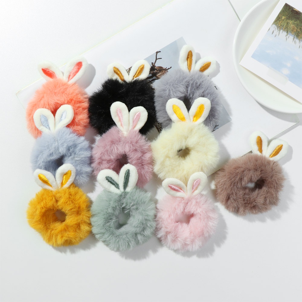 Dây cột tóc vải lông thỏ co giãn đáng yêu thời trang cho nữ