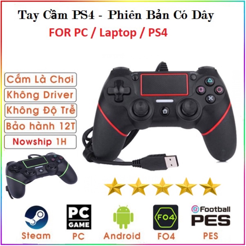 Hỏa TốcTay Cầm PS4 Không Dây Bluetooth Cho PC / Laptop / Điện Thoại Android / TV Android / TV Box / Máy PS4 / Ipad