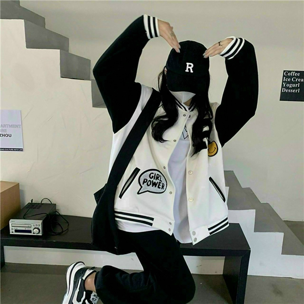 Áo bomber𝗙𝗥𝗘𝗘𝗦𝗛𝗜𝗣 Áo khoác bomber HỒNG AR nam nữ freesize unisex kute hàn quốc dễ thương varsity cao cấp giá rẻ.