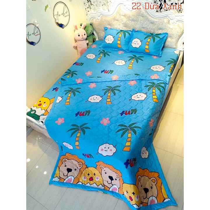 Bộ Chăn Ga KItty Hồng Chăn trần bông hai mặt hàng loại 1 Dành Cho Bé