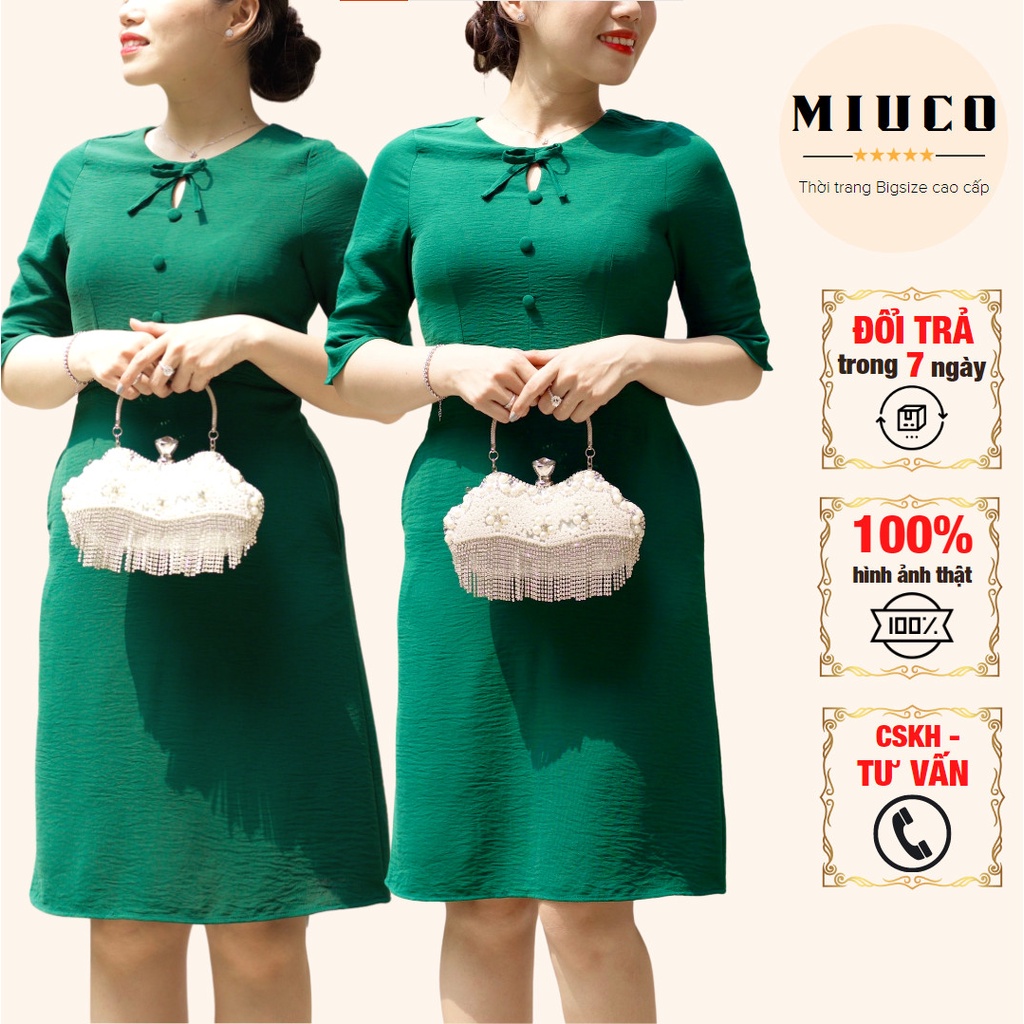 Đầm thiết kế trung niên, vải đũi thoáng mát và co dãn, đính nơ xinh / Đầm tặng mẹ, món quà tặng mẹ [MIU007] BIGSIZE