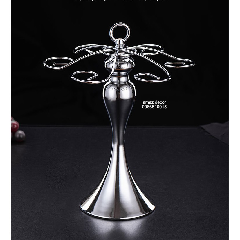 Decor xuất dư Giá treo bộ ly uống rượu vang để bàn Thân bầu inox xịn sang trọng tinh tế cao cấp