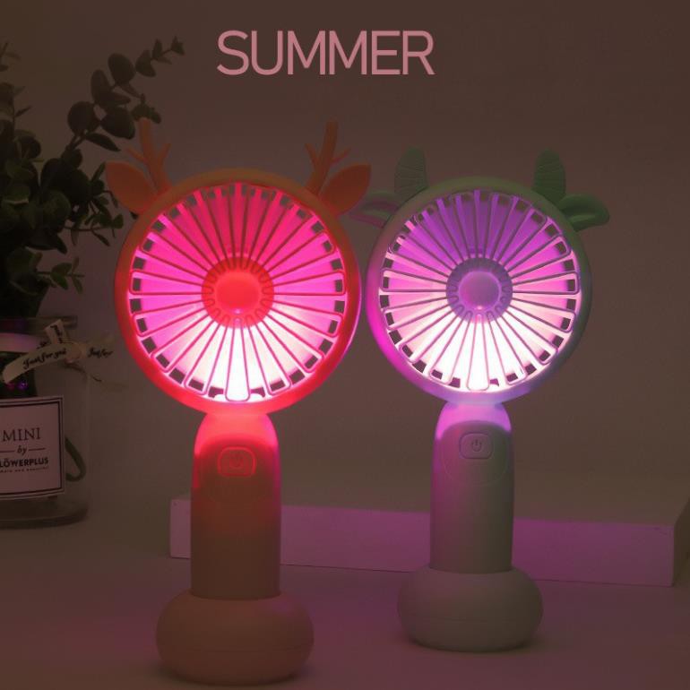 Quạt mini cầm tay 5 Cánh chính hãng DianDi Hình thú dễ thương pin sạc ,Có đế để bàn,đèn led 2165 | BigBuy360 - bigbuy360.vn