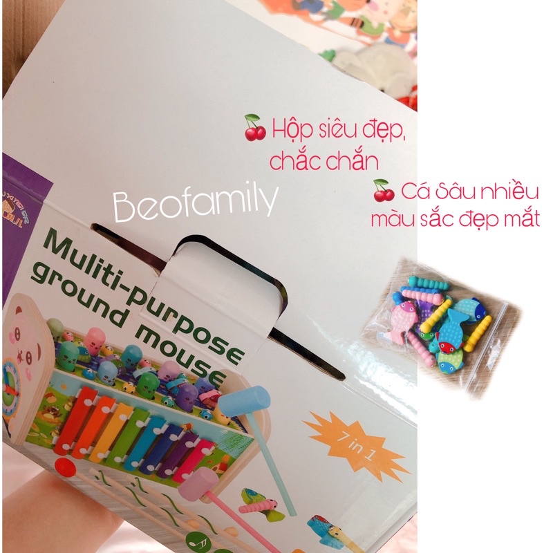 Đồ Chơi Đập Chuột 7in1 - Có Đàn - Đồng Hồ, Đồ Chơi Câu Cá Cho Bé BEOFAMILY