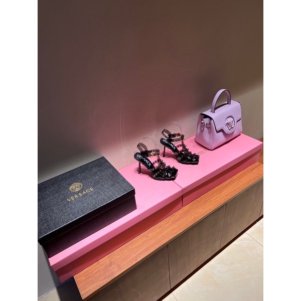 Sandal cao gót 10cm thương hiệu Versace 2022 cao cấp mẫu mới thiết kế quai dáng la mã đính đá siêu sang