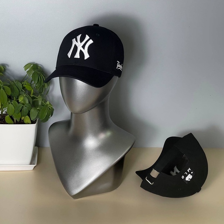 Nón kết Mũ lưỡi trai N.Y đen logo thêu trắng tinh tế dành cho nam nữ Free size, Full hộp