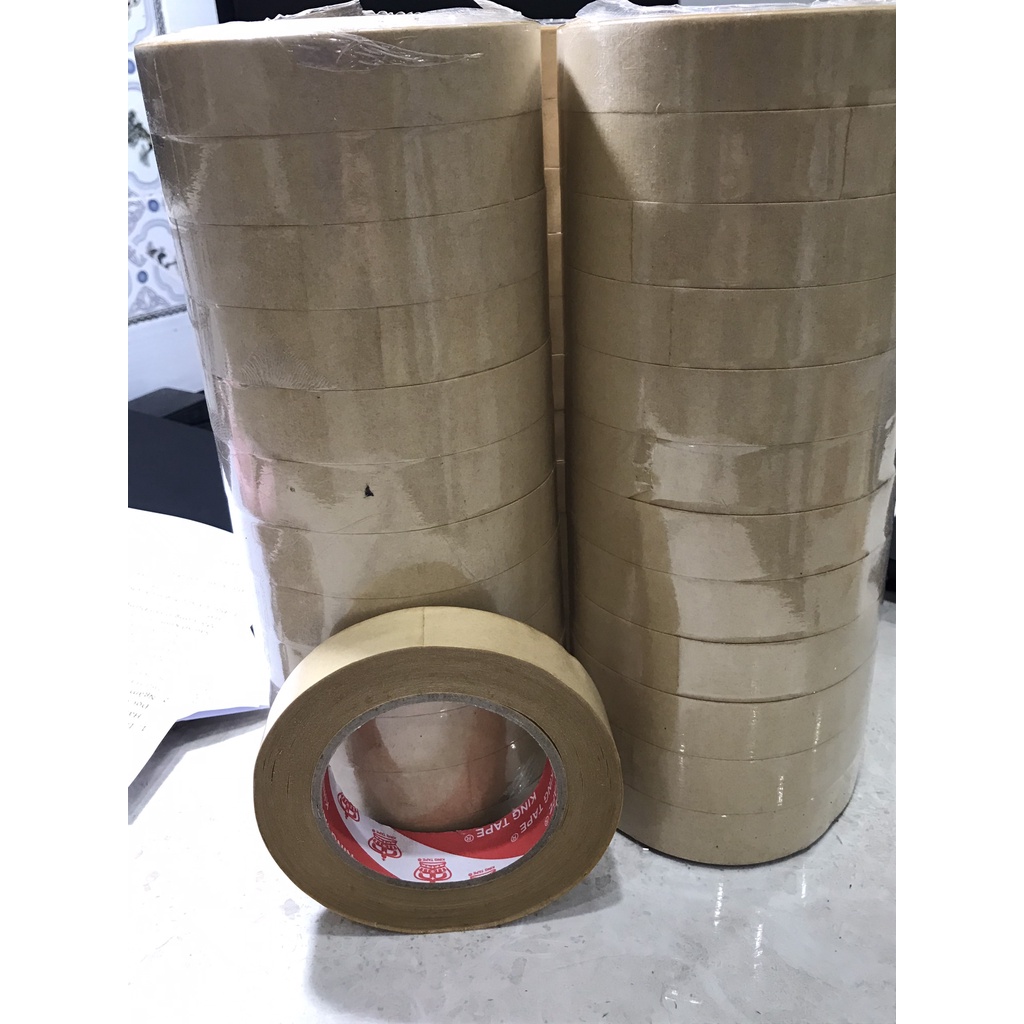 Băng Keo Giấy Da Bò Láng Kraft Vá/ Dán Hộp Cartoon Màu Nâu 24mm