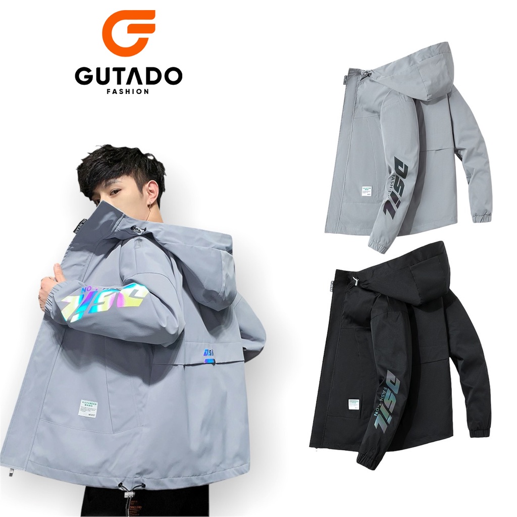 Áo khoác bomber chất dù phản quang Gutado thể thao thời trang nam nữ unisex phong cách Hàn quốc