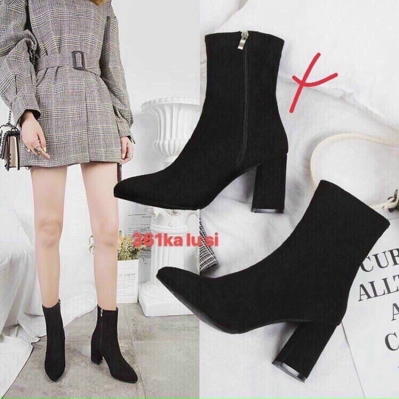 BOOT NỮ GIẦY BỐT NỮ LỬNG CỔ CAO KHOÁ CẠNH 7 PHÂN CHẤT DA LỘN DÀY LOẠI ĐẸP 361 (BOOT THU CÓ LÓT LÔNG)
