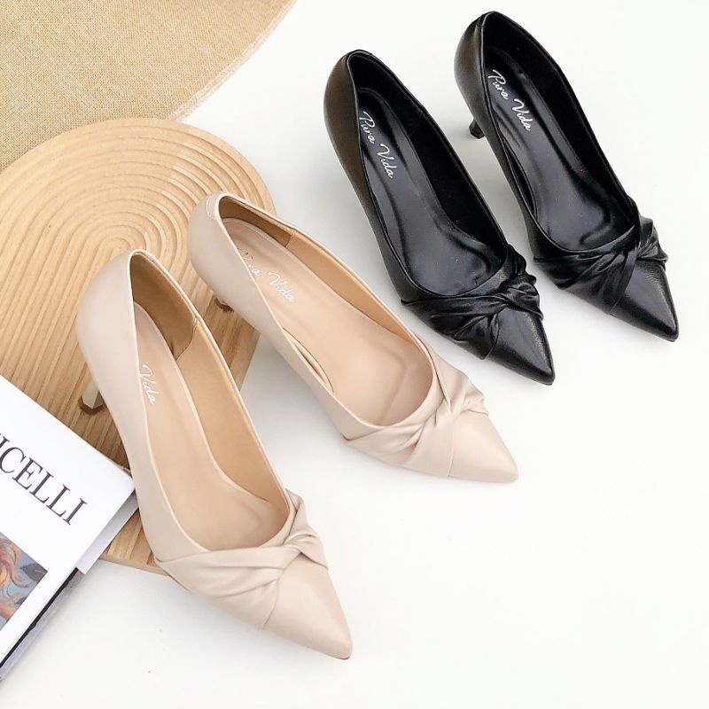 Giày cao gót pura nơ xoắn