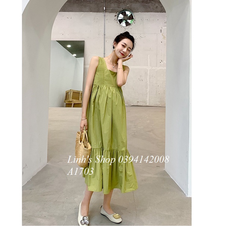 Váy Bầu Đầm Bầu Xinh Hai Dây A1703