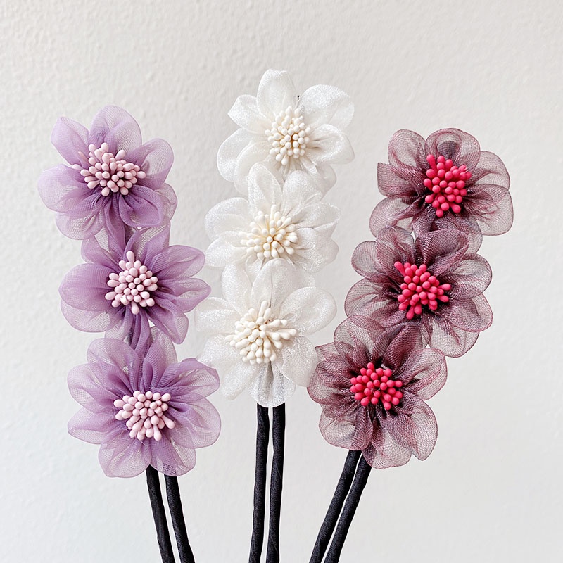 Dây buộc tóc KIDSBOWS dài trang trí bông hoa vải chiffon xinh xắn dành cho nữ