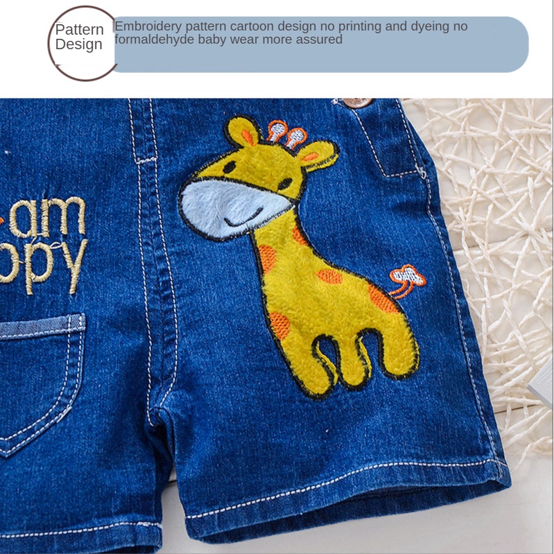 Quần Yếm Jeans Denim Ngắn Thoáng Khí Dễ Thương Dành Cho Trẻ Em