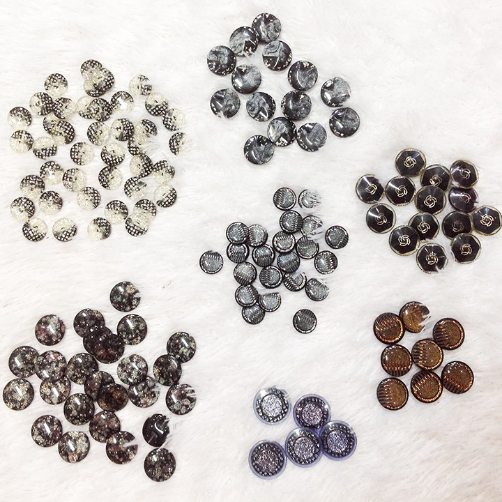 Nút áo trang trí tròn in họa tiết ánh sao ngân hà cúc áo kim tuyến lấp lánh siêu đẹp