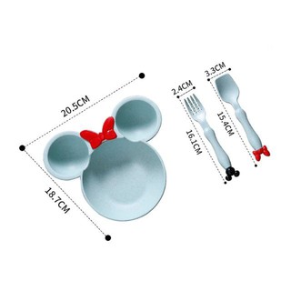 Khay ăn dặm lúa mạch hình chuột Mickey kèm thìa dĩa cho bé