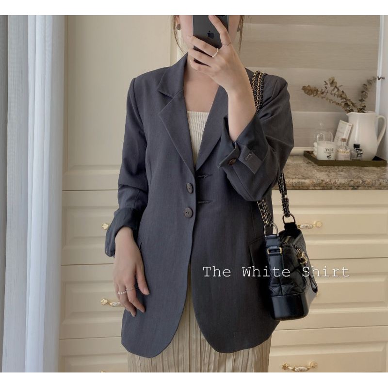 EMMY BLAZER - áo blazer trẻ trung thanh lịch màu ghi đậm