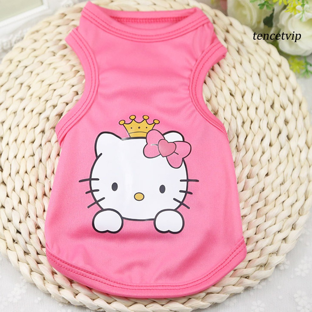 Áo thun mềm thoáng khí in hình mèo đáng yêu cho thú cưng