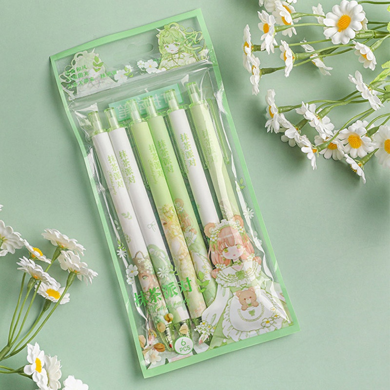 Set 6 Bút Bi Mực Đen Ngòi 0.5mm