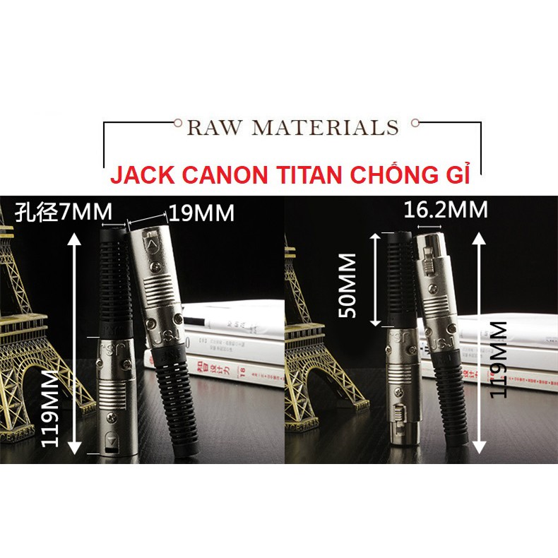 Dây micro dài 5m JSJ – Dây jack canon cái ra 6ly – Cáp micro karaoke - Hàng hãng – Chống nhiễu - Chống rối