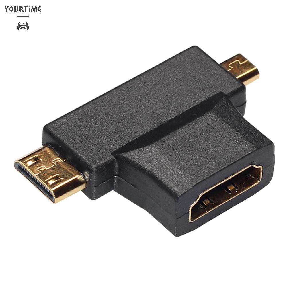 Set 3 đầu chuyển đổi HDMI sang Mini&amp;Micro HDMI 2 trong 1 90 độ