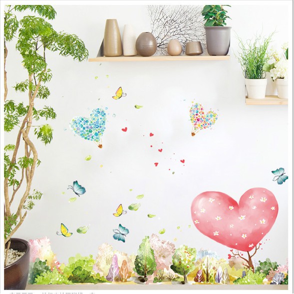 Decal trang trí vườn trái tim cực đẹp