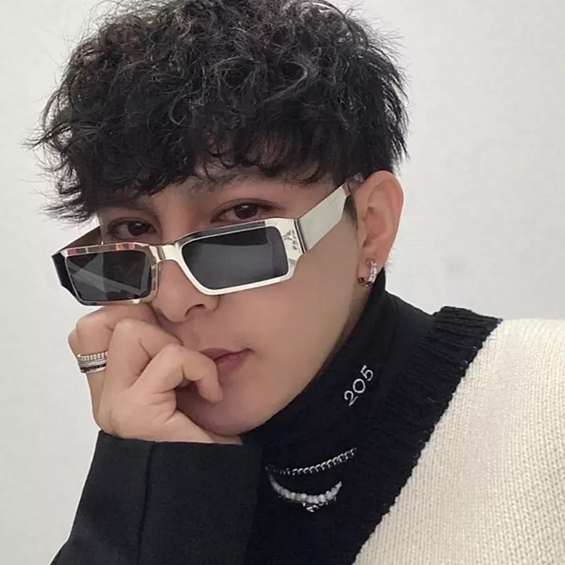 Kính Vuông Nhỏ Phong Cách y2k rap việt Hip Hop Hồng Kông Gọng kim loại