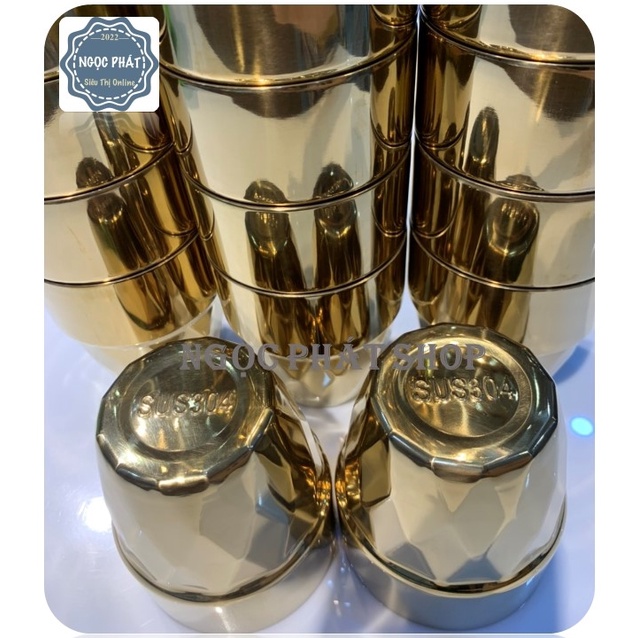 LY INOX 304 CAO CẤP 350ML MẶT CẮT KIM CƯƠNG SIÊU ĐẸP, SIÊU SANG, MÀU VÀNG ĐỒNG