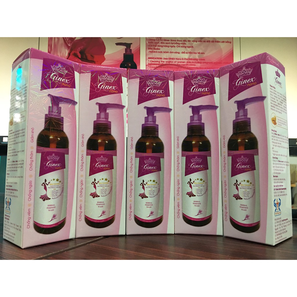 Gel vệ sinh phụ nữ Ginex nano 180ml có nghệ giảm thâm ngứa và giảm mùi hôi vùng kín dung dịch vệ sinh phụ nữ