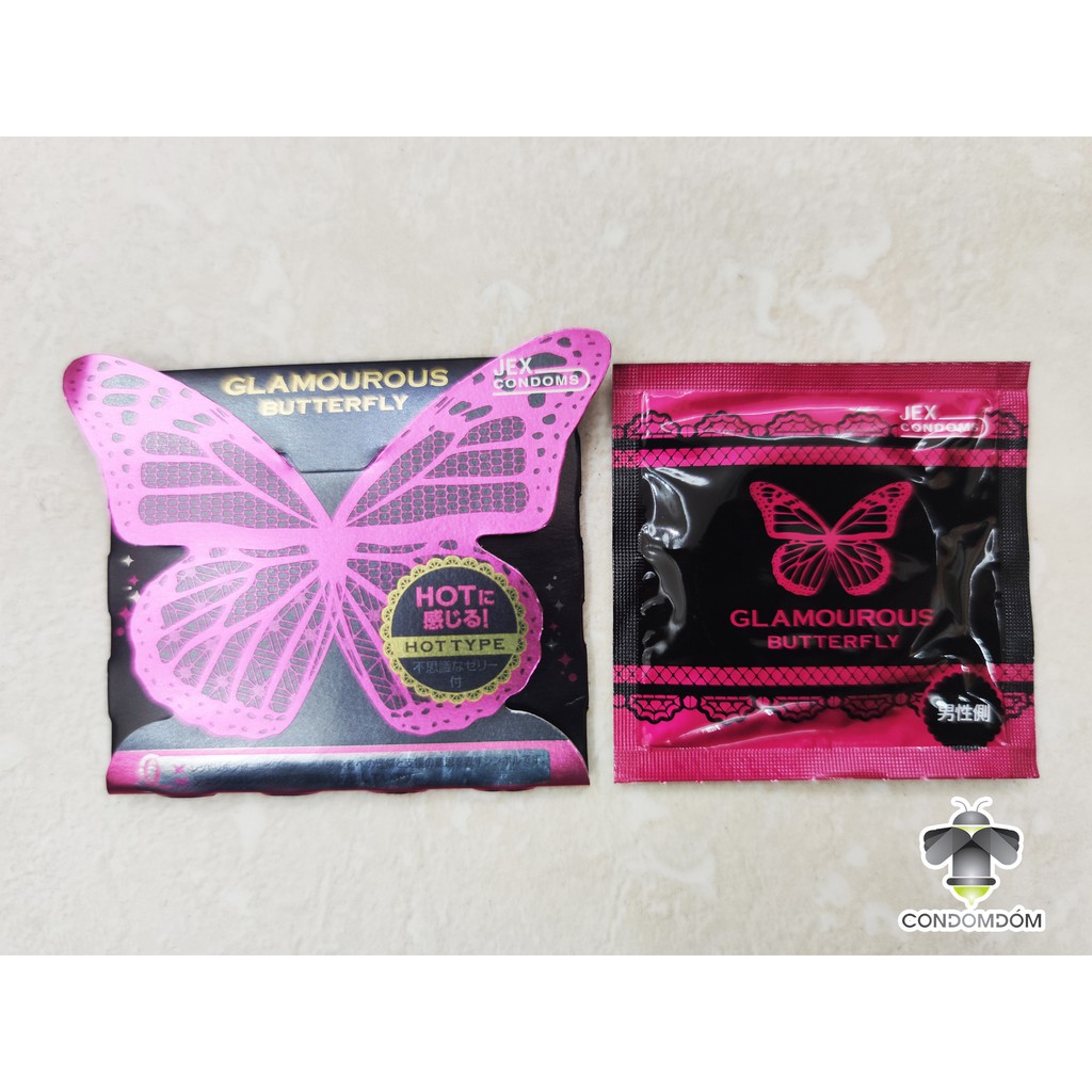 Bao cao su Jex Glamorous Butterfly Hot / Moist nhiều gel / siêu mỏng làm ấm