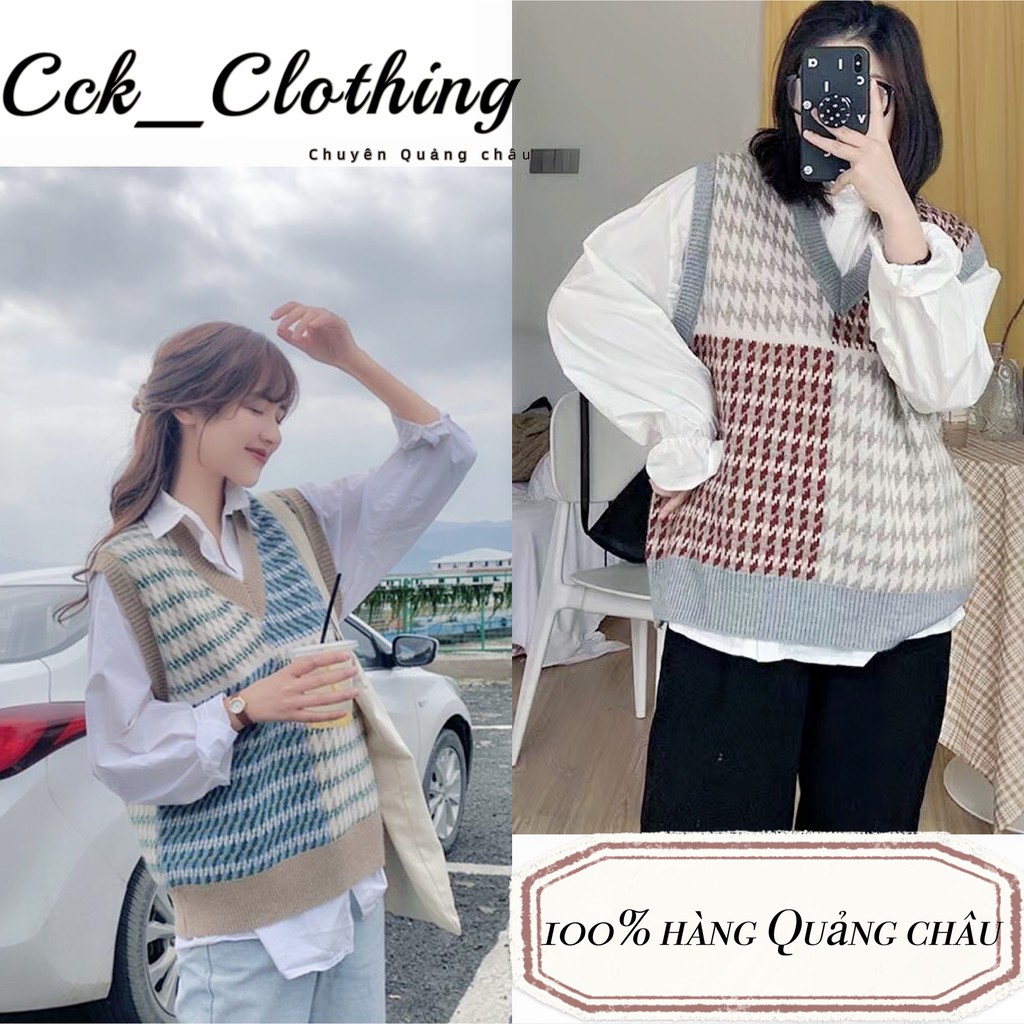 Áo gile len nữ chất dày mềm mịn họa tiết ziczac phối màu cực lạ phong cách Hàn Quốc siêu xinh_M16 | BigBuy360 - bigbuy360.vn