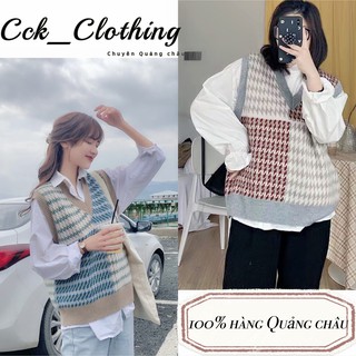 Áo gile len nữ chất dày mềm mịn họa tiết ziczac phối màu cực lạ phong cách Hàn Quốc siêu xinh_M16