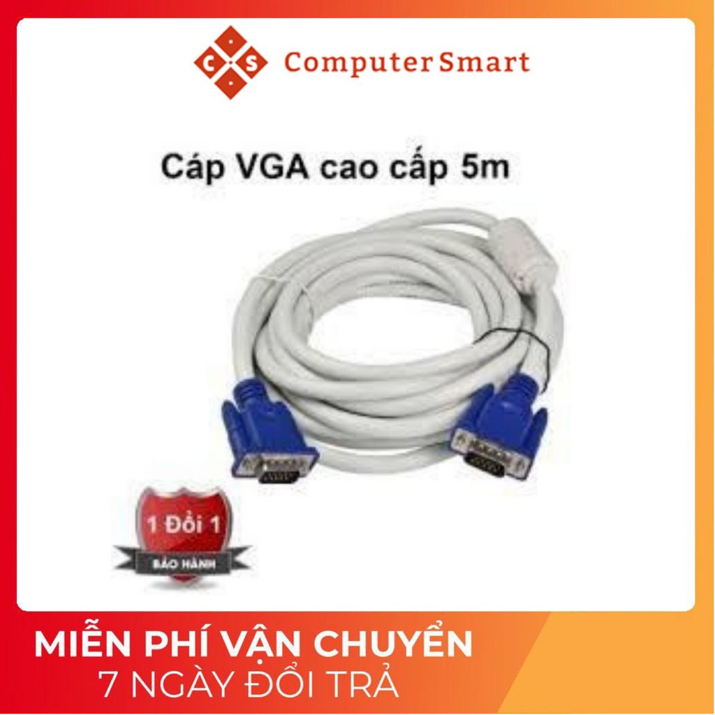 Dây Vga, Dây Tín Hiệu VGA (3+4) 5m Trắng Chống Nhiễu. Truyền Tín Hiệu tốc độ cao, Ổn Định