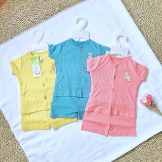 [Xả hàng] Bộ cộc tay cài giữa vân thoáng bé trai/gái Lullaby NH17B (Sz 6-24m)