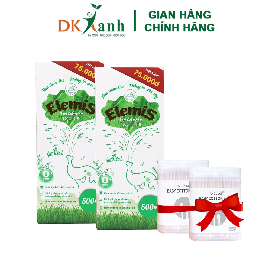 Combo 2 Chai Nước tắm Elemis - DK Pharma, 500ml/chai tặng 2 hộp bông tăm 200 que/hộp