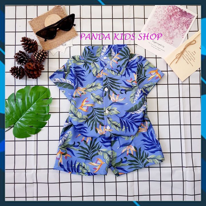 Bộ Đi Biển Họa Tiết Hoa Lá Chất Kate Mềm Mát, Màu Sắc Đáng Yêu Cho Bé BN064