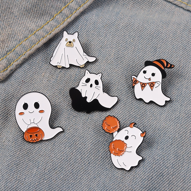 Set 5 Ghim Cài Áo Hình Bí Ngô Halloween Dễ Thương