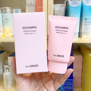(Mẫu Mới) Kem Chống Nắng The Saem Pink Eco Earth Pink Sun Cream SPF50+ PA++++_(Màu Hồng)