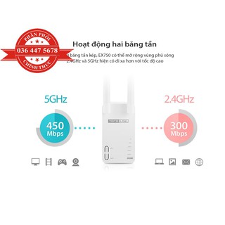 Bộ mở rộng sóng wifi kép Totolink chuẩn AC750 EX750