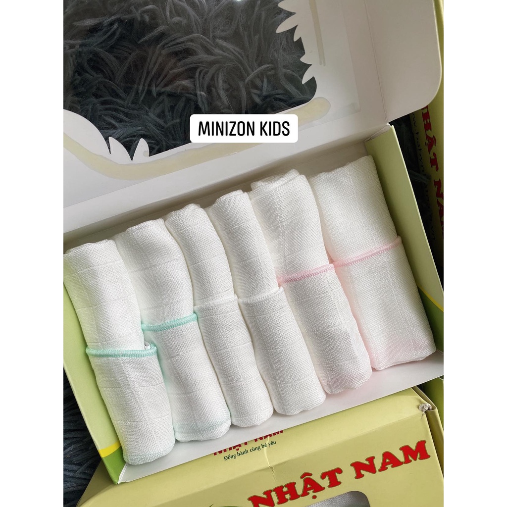 Khăn sữa sợi tre Nhật Nam 3 lớp hộp 6 chiếc 30*30cm siêu mềm | Minizon Kids