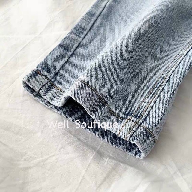 Quần slim baggy jeans trơn basic ống may kèm ảnh thật hàng sẵn tại shop