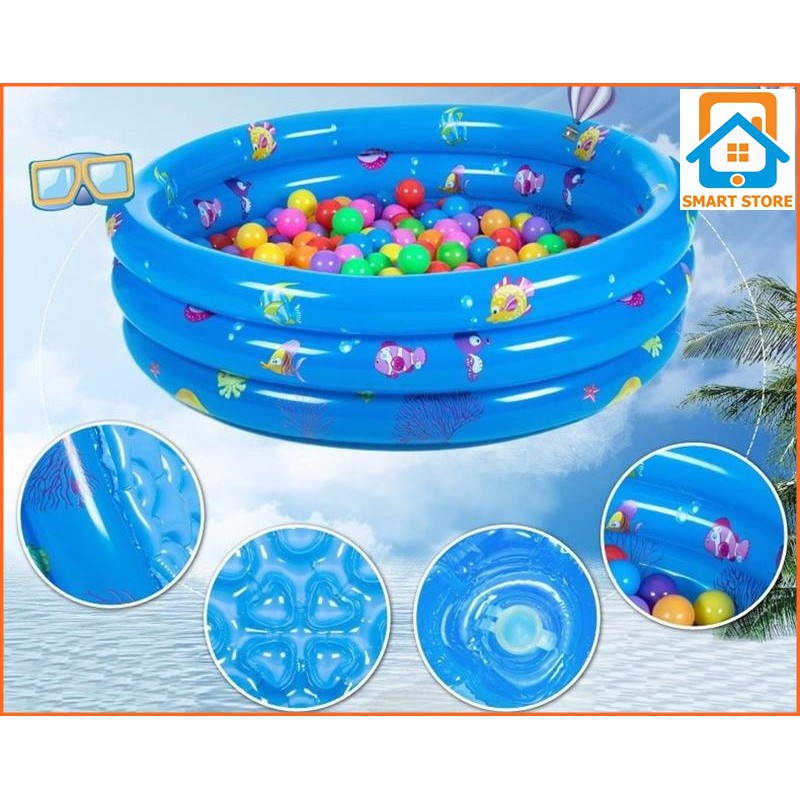 Bể bơi cho bé hình tròn cỡ mini 90cm loại hồ phao bơm hơi gấp gọn chơi trong nhà