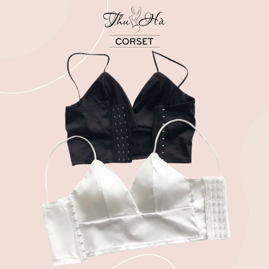 Áo bra satin lụa mềm - áo bra 2 dây bản to phi bóng có móc cài lưng CAO CẤP